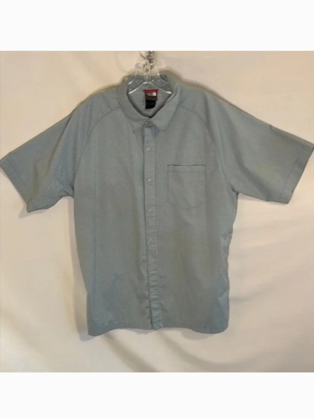 The North Face Snap Front Men's Blue Short Sleeve Check Casual Shirt Large